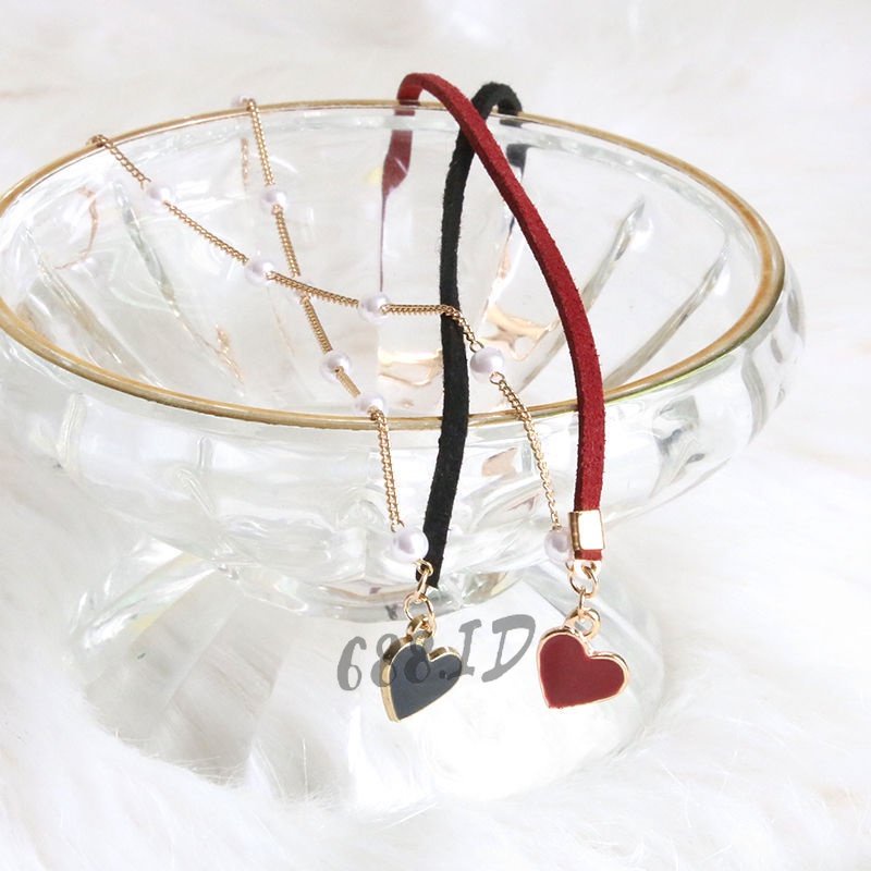 Kalung Choker Wanita Korea Liontin Hati Cinta Love Mutiara Rantai Fashion Necklace Aksesoris Fashion Kekinian Impor Murah Cantik Elegan Trend NL 14