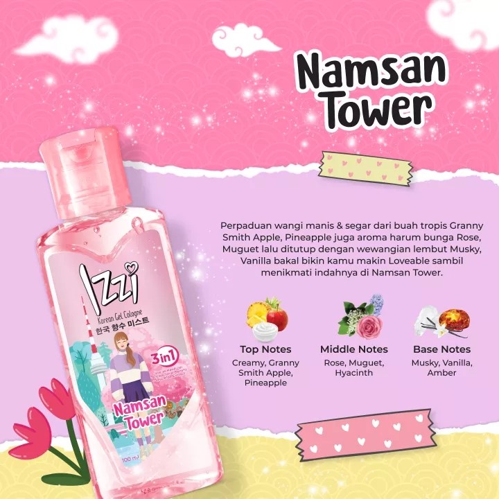 ★ BB ★ IZZI Korean Gel Cologne - Fine Fragrance Mist 100ml | Parfum Wanita - Myeongdong Street - Namsan Tower