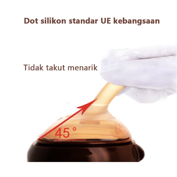 【Debora Mall】DB Dot Piko Bello Wide Neck Termasuk Sedotan Dan Dot Pacifier BPA FREE Dot Bayi Cokelat Pengganti Puting