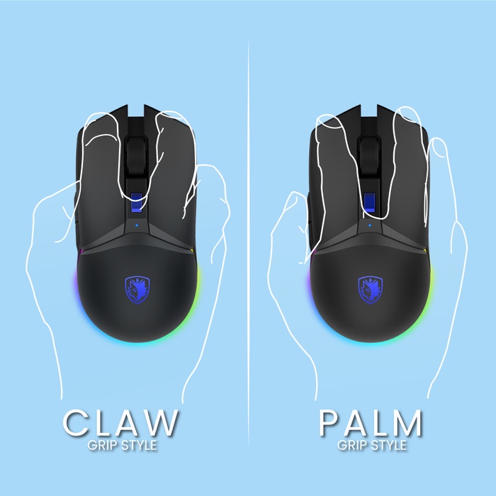 Mouse Gaming RGB Sades Akimbo Dual Mode Lightweight