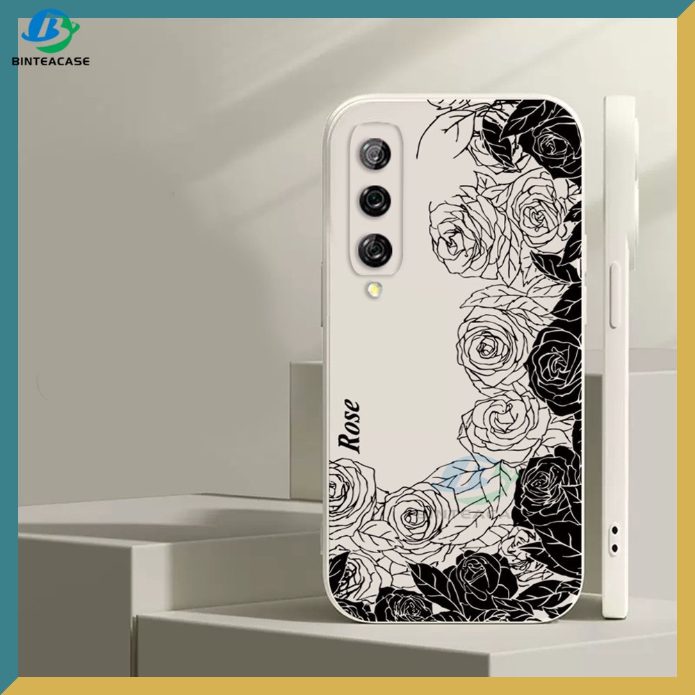 Casing Silikon Huawei P30 Lite Nova 5T Nova 3i Nova 7i Y6P Y7A Y6 Pro Y7 Pro 2019 Y9S Motif Mawar Hitam Putih