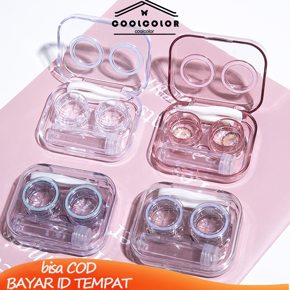 COD❤️Casing Lensa Kontak Transparan Tanpa Tutup Sekrup Lucu Portabel Nyaman Bersih Higienis All-in-one Case- cl