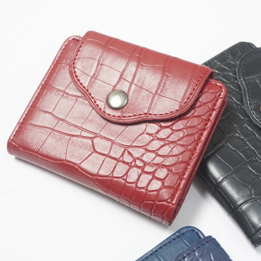 DF~Dompet Croco Kancing Timbul Murah~Dompet kartu Wanita Mini