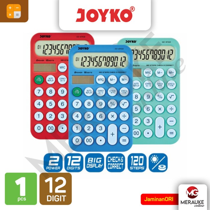 

monggo] JOYKO Kalkulator 12 Digits CC-47CO Check & Correct