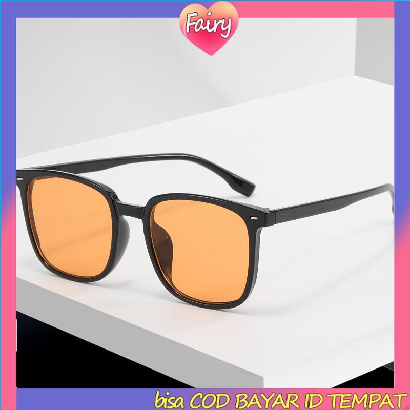 Kacamata Hitam Anti Radiasi Kacamata Korea Fashion Retro Bingkai Hitam Sunglasses Untuk Wanita/Pria F