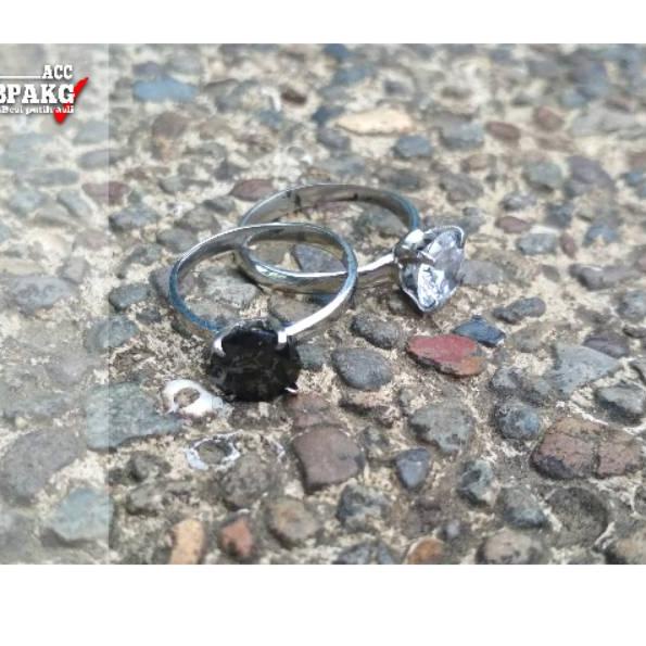 Serba Populer Cincin diamond kuncup 8mm # Cincin monel besi putih asli anti karat silver murah wanit