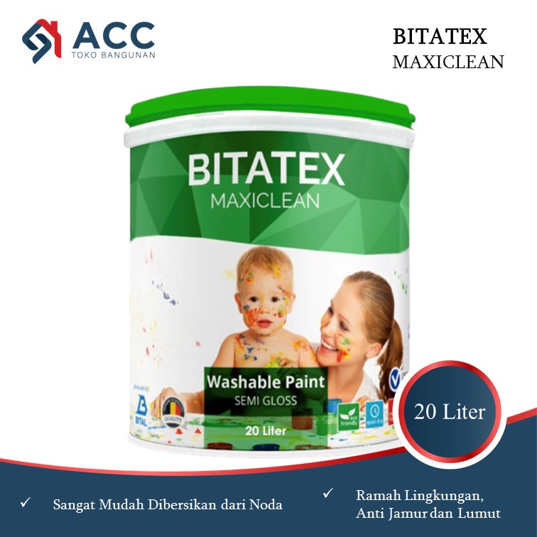 Bitatex MaxiClean Cat Tembok Anti Noda Warna Ukuran 20 Liter