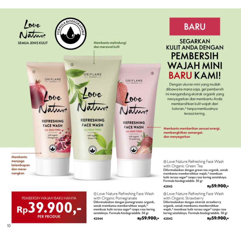 Love Nature Refreshing Face Wash With Organic Pomegranate/Green Tea/Strawberry