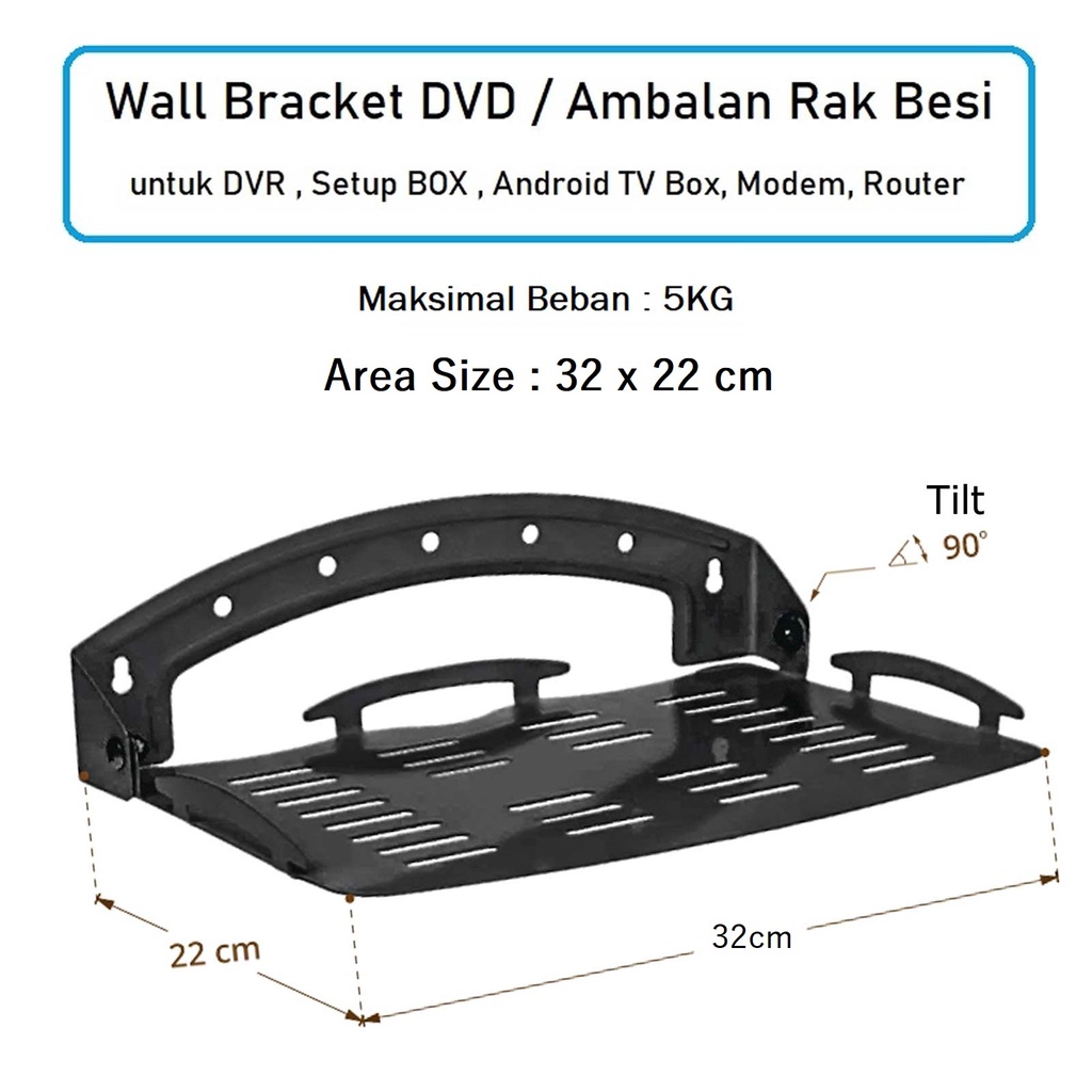 Ambalan Rak Besi Bracket DVD DVR CCTV Rak Dinding Router TV Setup Box