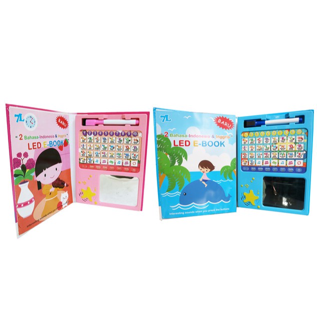 mainan edukasi anak led e-book / mainan edukasi 2 bahasa