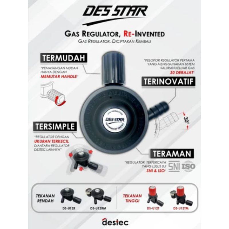 Regulator Gas DESTAR Des Star DS-U12RM Tekanan Rendah Meter Non Meter DS-U12R