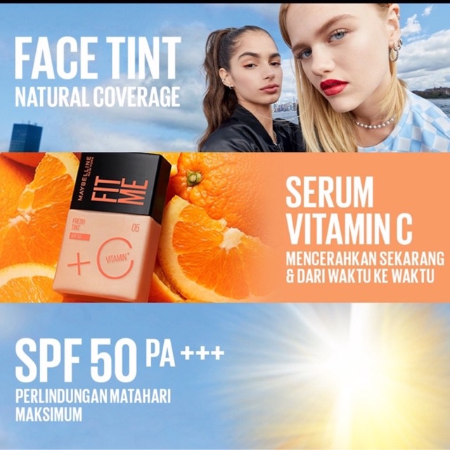 Maybelline Fit Me Fresh Tint SPF 50 PA+++ - Foundation Face Tint Vitamin C Original BPOM