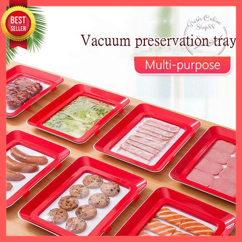 GOS A309 - Vacuum Tray Silicone Food Container /  Nampan Silikon  Kotak Wadah /  Tempat Penutup Penyimpan Makanan Elastis