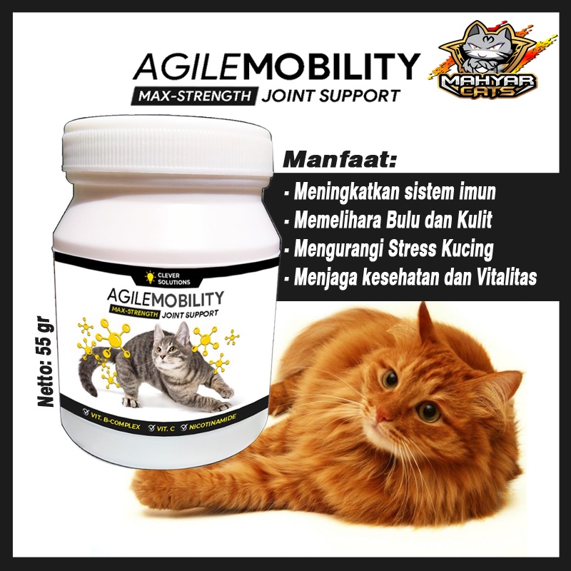 AGILE MOBILITY - Vitamin Peningkat Imun Kucing Pelebat Bulu Kucing AGILE with MOBILITY B Complex plus Vitamin C 55 gr