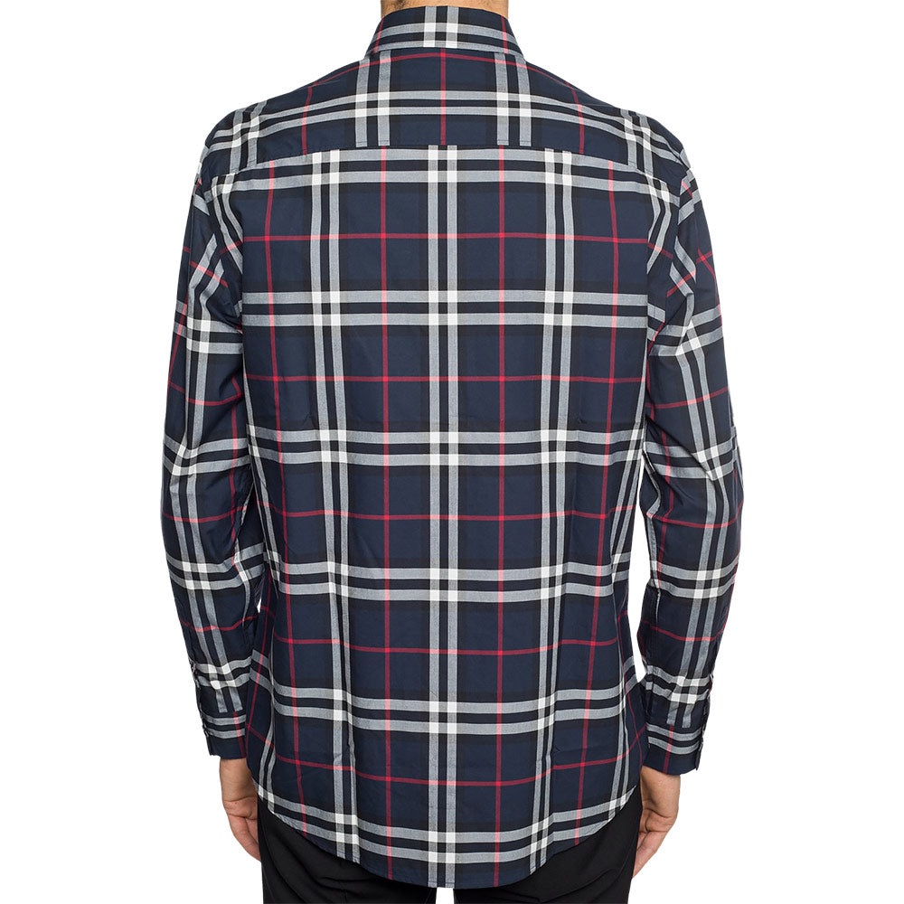Brberry Caxton Long Sleeved Shirt Navy IP Check Man 100% Original