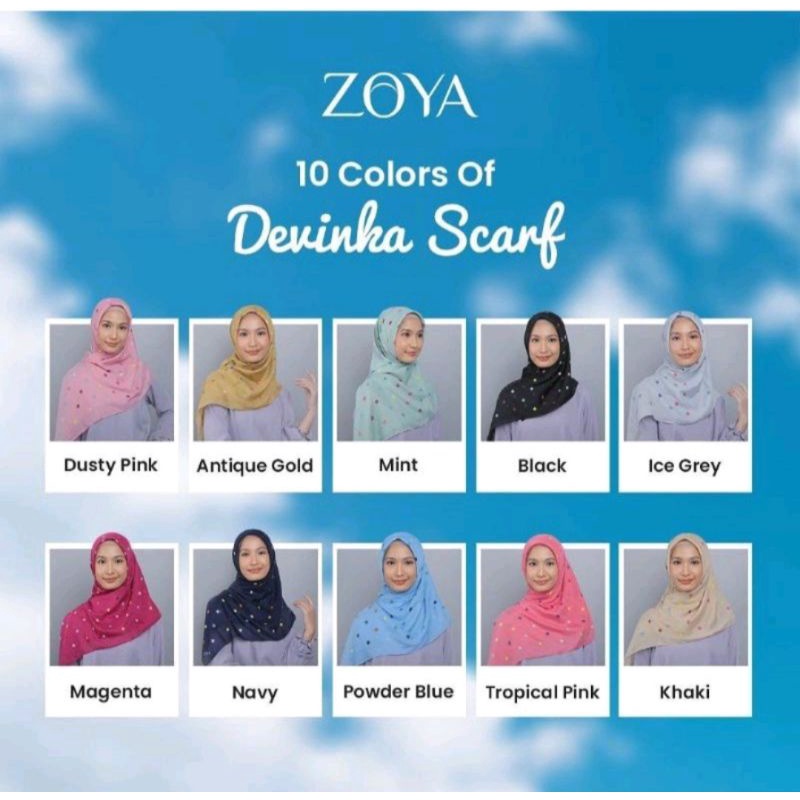Scarf zoya kerudung hijab segiempat motif devinka