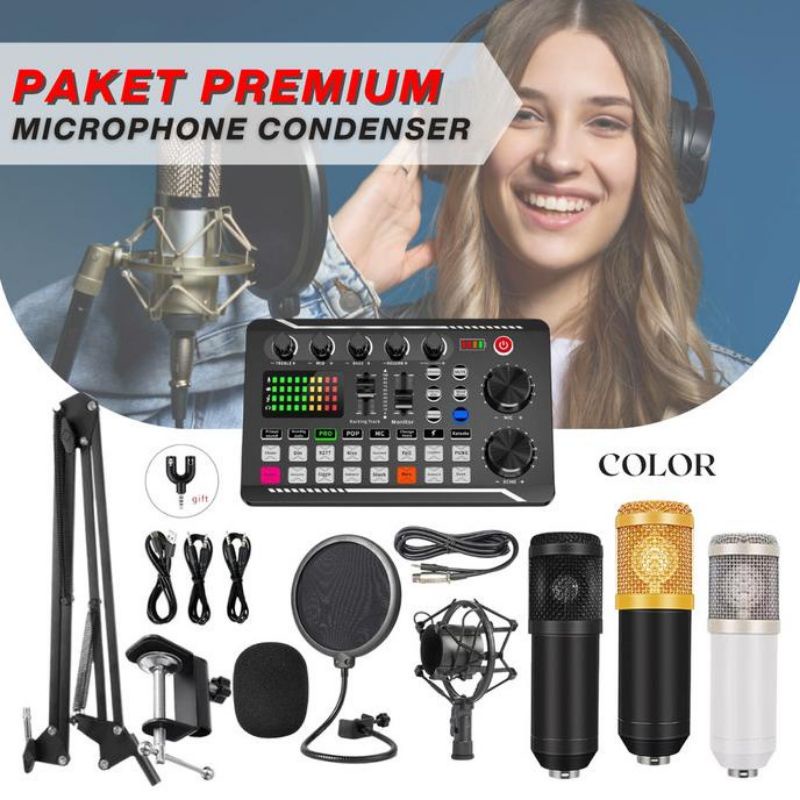 PAKET LENGKAP SOUNDCARD F998 CONDENSER MIC MICROPHONE BM800