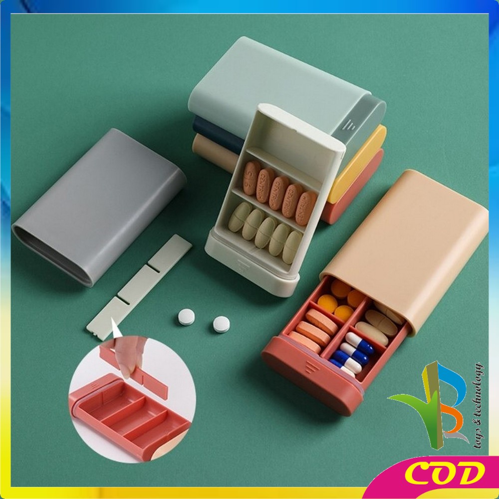 RB-C109 Kotak Tempat Penyimpanan Obat Pil 6 Sekat Portable Medicine Storage Box Untuk Travel