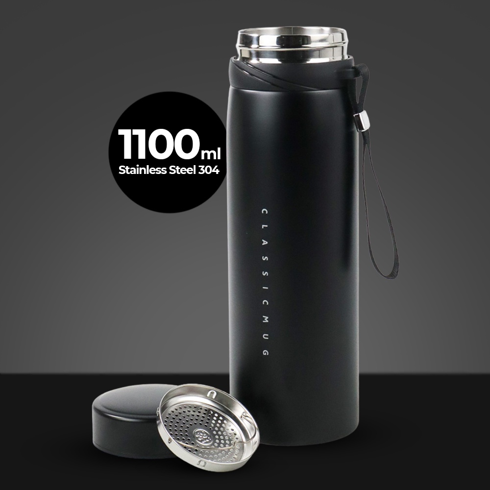 KING Termos Air Panas Mug Kapasitas Besar 1100ml Untuk Kopi Es Teh Susu Thermos Premium Tumbler Keren Anak Dewasa Botol Minum Gelas Aestethic Travel Vacuum Flask Gift Portable Bottle Mug Stainless Steel