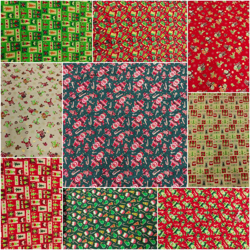 Kain Katun Jepang Motif Natal Christmas Sinterklas