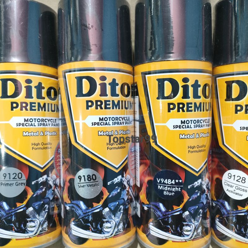 Pilok Cat Diton Premium Paket Lengkap 4 Kaleng Midnight Blue 9484 Primer Grey 9120 Silver Metalik 9180 Clear Gloss 9128 400cc Pilox Paketan Cat Semprot Special Spray Paint