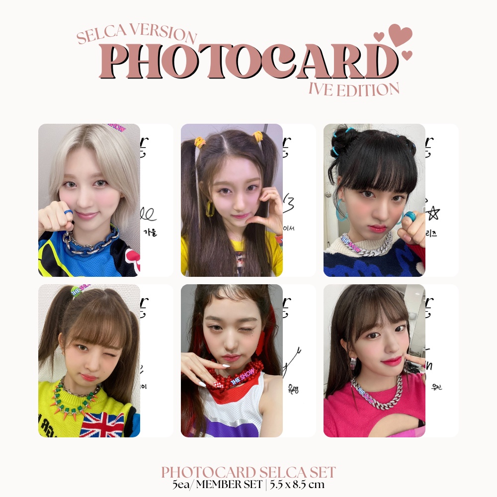 PHOTOCARD IVE SELCA AFTER LIKE 2SISI (ISI 5 PCS + LAMINASI 2 SISI) TANDA TANGAN TTD KPOP IDOL KOREA PREMIUM MURAH UNOFFICIAL YUJIN GAEUL WONYOUNG LIZ REI LEESEO READY STOCK !