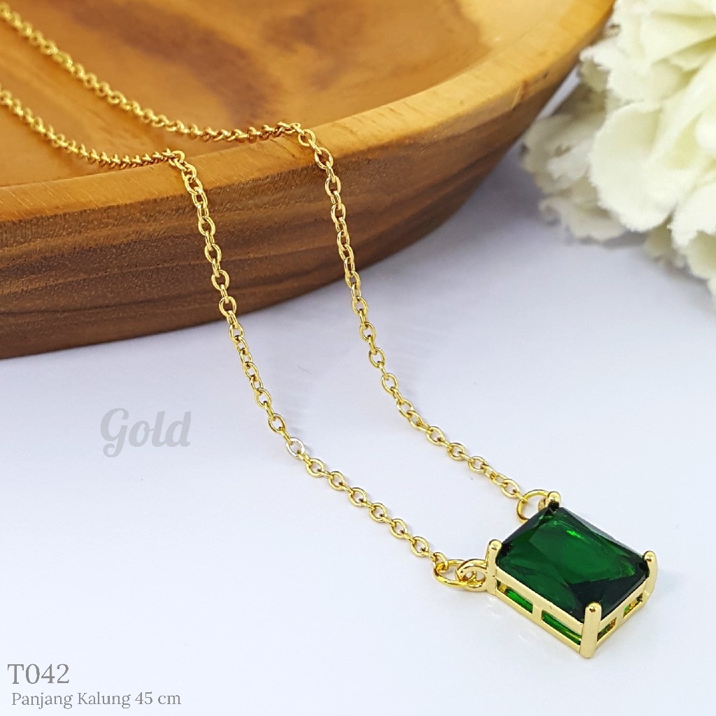 PGX Kalung Titanium Wanita Anti Karat Aksesoris Fashion Perhiasan Premium - T042