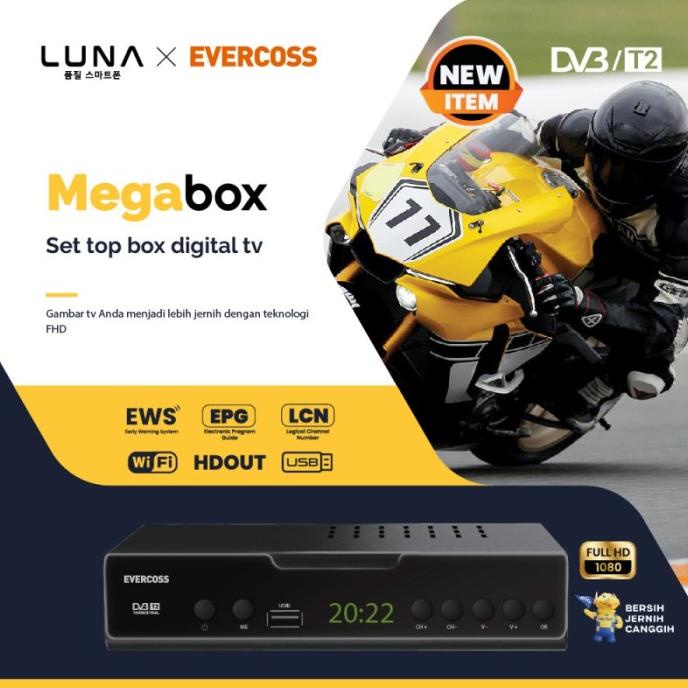 LUNA X EVERCOSS SET TOP BOX STB MEGA BOX DI JAMIN BERIH DAN BENING