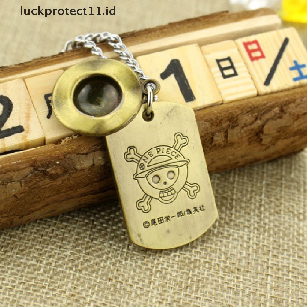 1 Pc Kalung Liontin Anime One Piece Luffy Jerami Topi Dan Skull Logo Anjing