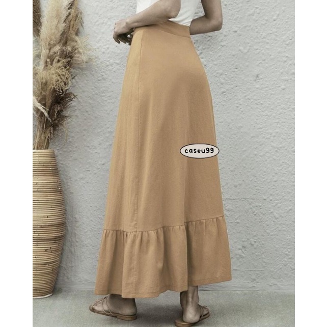 rok asimetris ruffles kancing depan// ruffle asymmetric skrit button rok panjang cewek dewasa remaja