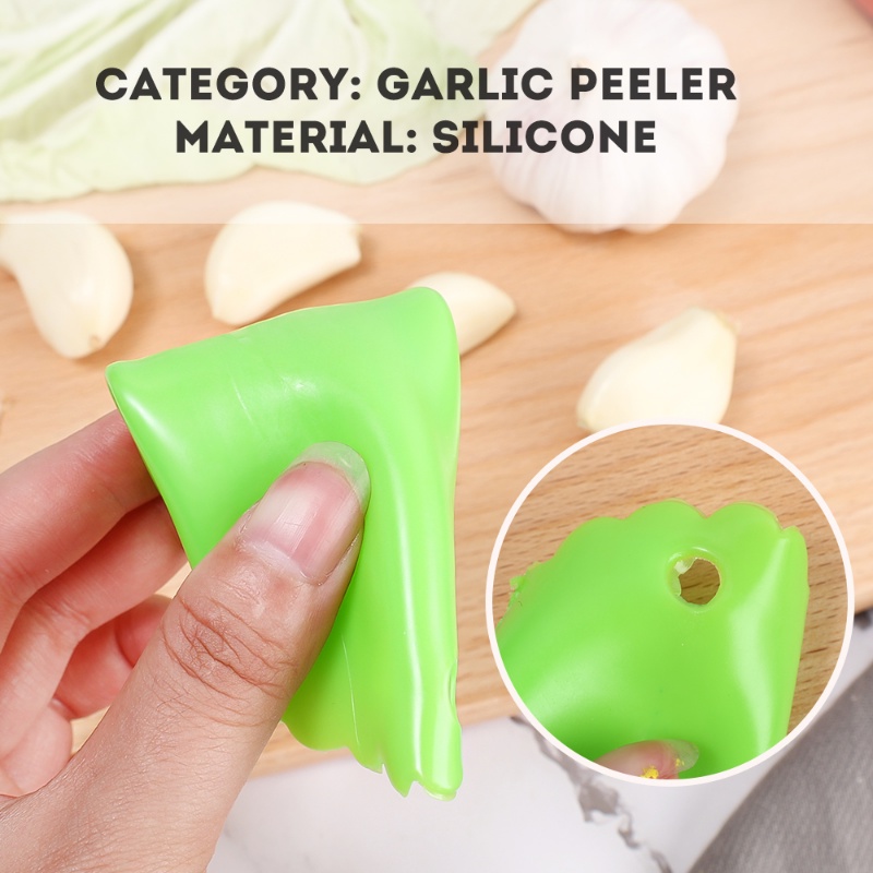 1pc Alat Pengupas Bawang Putih / Buah / Sayuran Manual Bahan Silikon Tidak Beracun Untuk Dapur