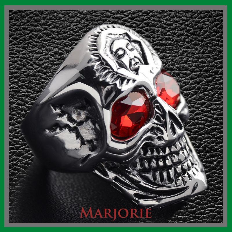 Cincin Motif Tengkorak Trend Fashion vintage rock ruby cincin Untuk Pria Aksesoris-MJD