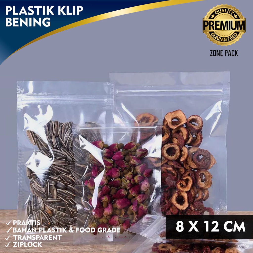 Plastik Klip Bening 8x12cm | Ziplock Flat Transparant | Platik Klip PP Bening | Plastik Klip Snack