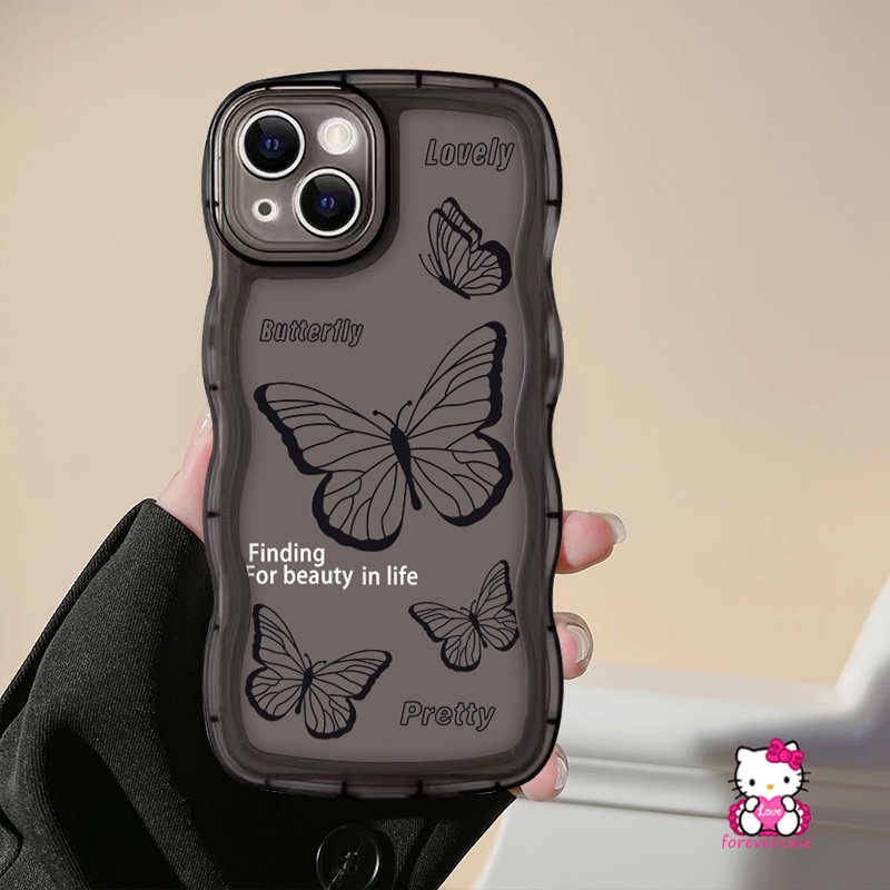 Soft Case TPU Motif Kupu-Kupu Retro Untuk iPhone 11 14 13 12 Pro Max 7 Plus XR 6 6s 8 7 14 Plus X XS Max SE 2020