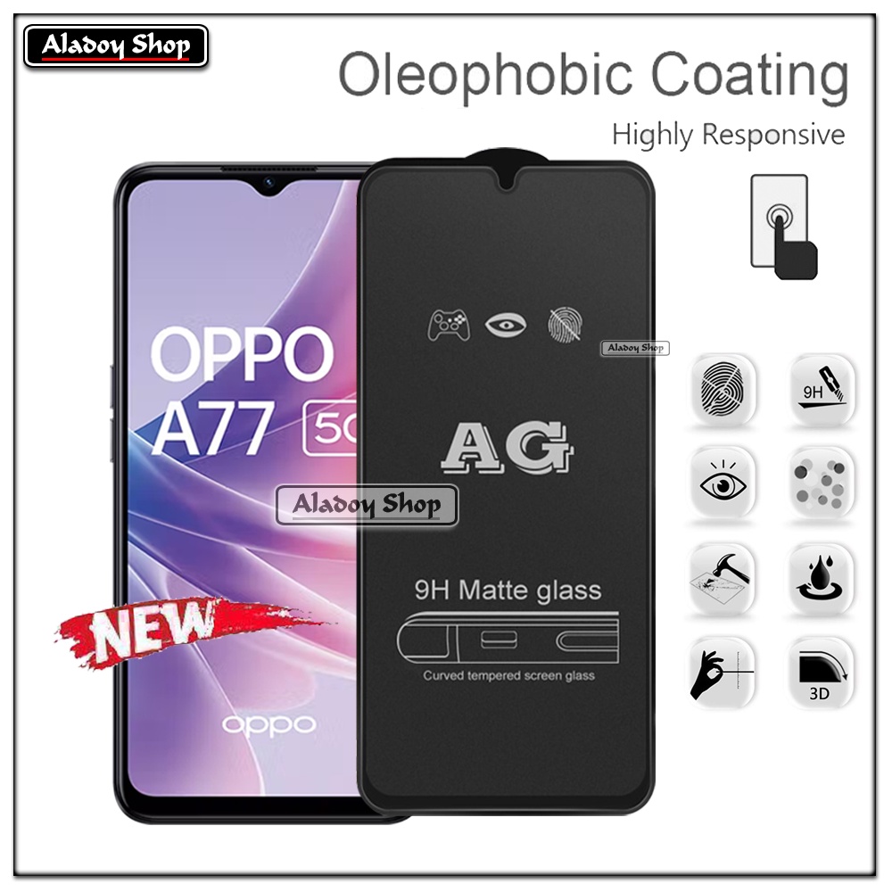 Oppo A77 5G PAKET 2IN1 Tempered Glass Matte Anti Glare Full Layar dan Tempered Glass Kamera