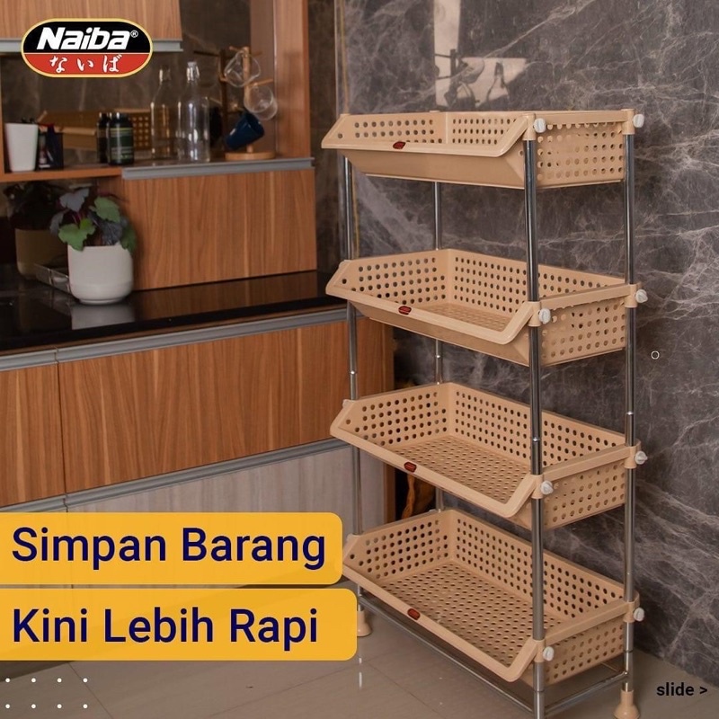 Rak Jumbo Valentino Naiba 4 Tingkat Stainless Steel 524 Rak 4 Susun Serbaguna