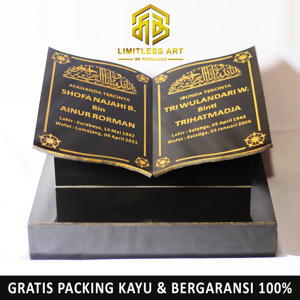 Batu Nisan Dudukan Kijing Makam Kuburan Granit Model Bentuk Buku Alquran KG40X30