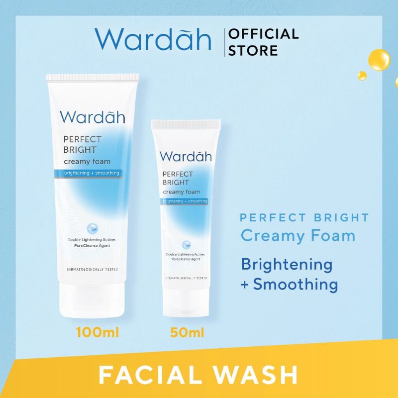 Wardah Perfect Bright Creamy Foam Bright Smooth Glow | Bright Oil Control | Cooling Bright Jelly Facial Foam 100ml