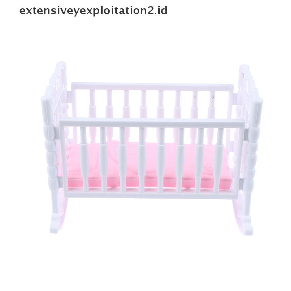 Mainan Ranjang Bayi Goyang Warna Pink / Putih Untuk Aksesoris Rumah Boneka