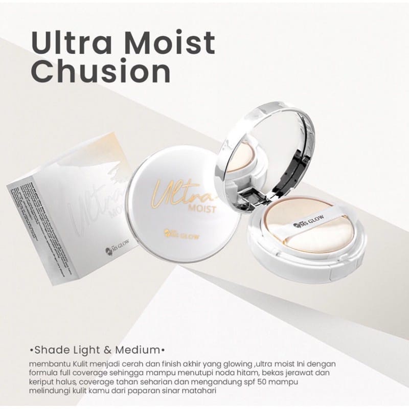 Ms Glow Moist Cushion Light/Medium - Liquid Foundation Menyamarkan Noda, Bintik2 Hitam & Menutupi Ke
