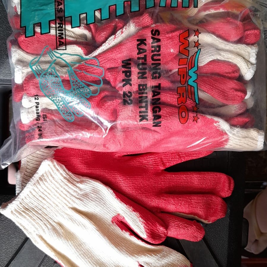 Sarung tangan karet LATEX KOMBINASI katun WIPRO Heavy duty anti slip