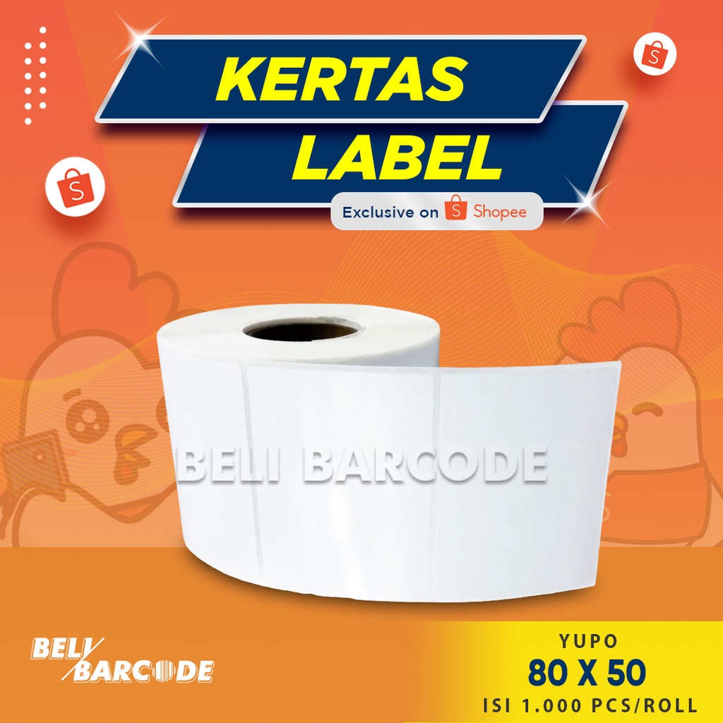 Label Barcode Yupo 80x50 1 Line 1000Pcs 80 x 50