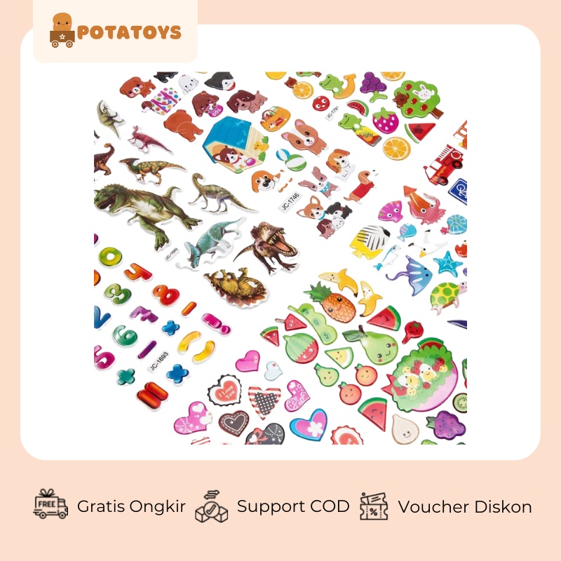 [ Potatoys ]  STIKER 3D ANAK / EMBOSSED STICKER / STICKER KARAKTER