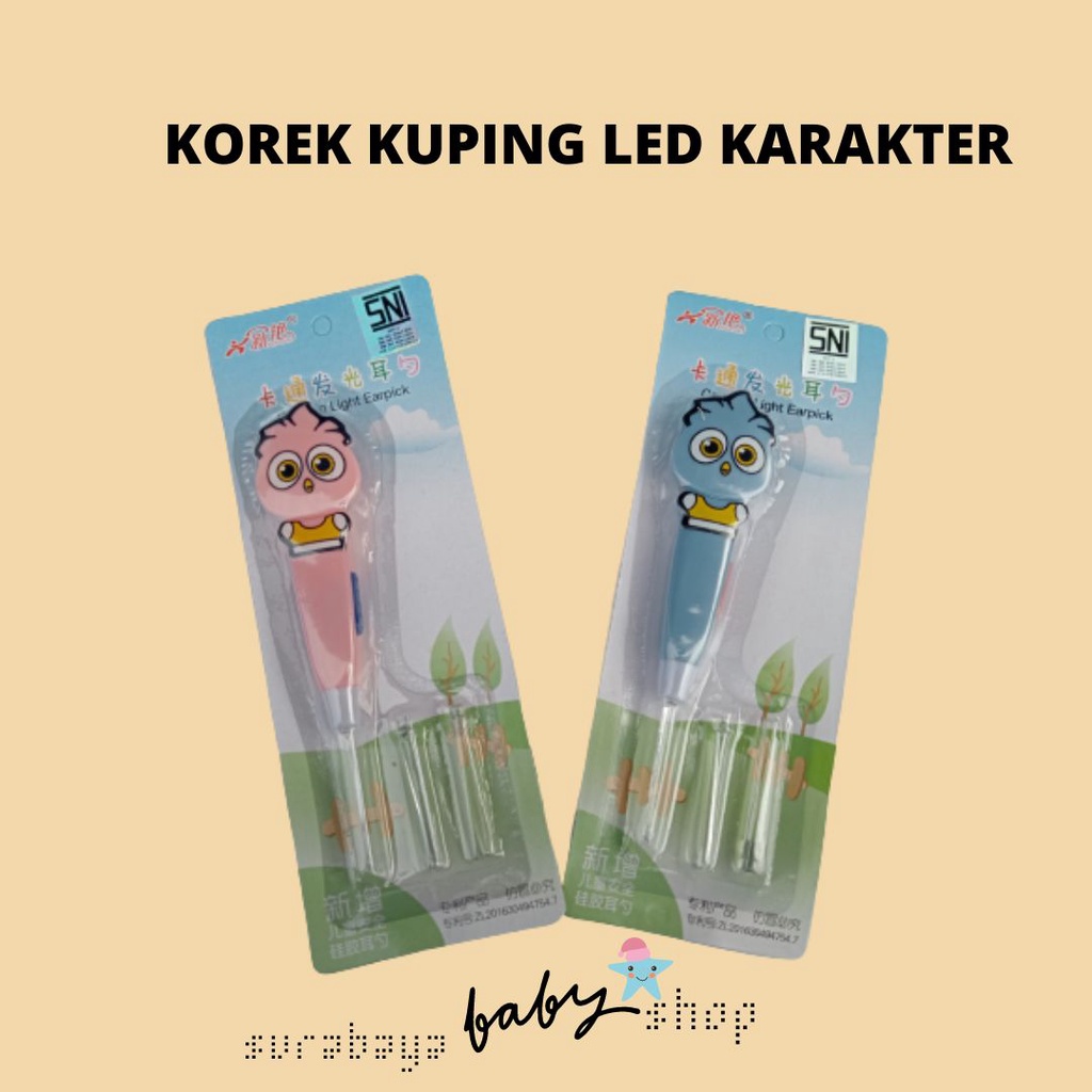 KOREK KUPING LED / PEMBERSIH TELINGA KARAKTER LUCU SNI 382100