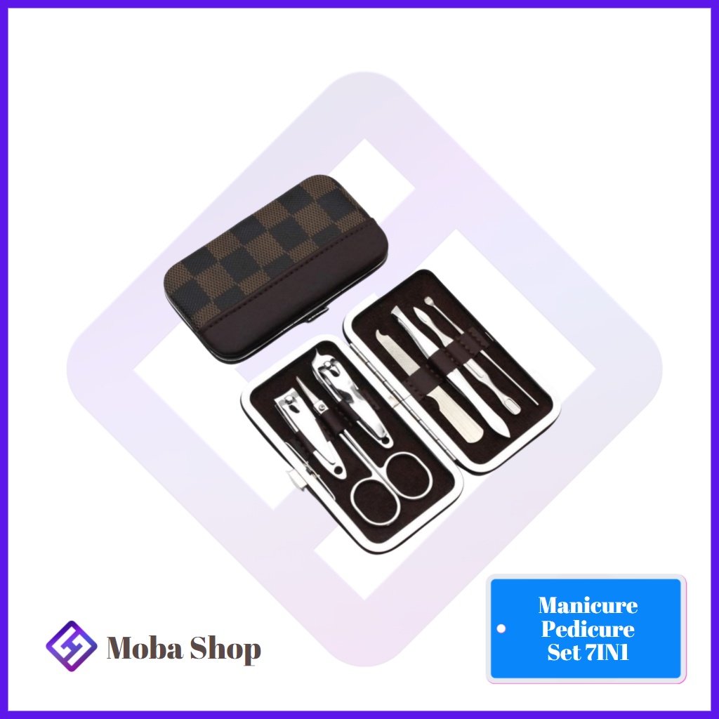 Manicure Pedicure Set 7IN1 Dompet Paket Pembersih Kuku Pinset