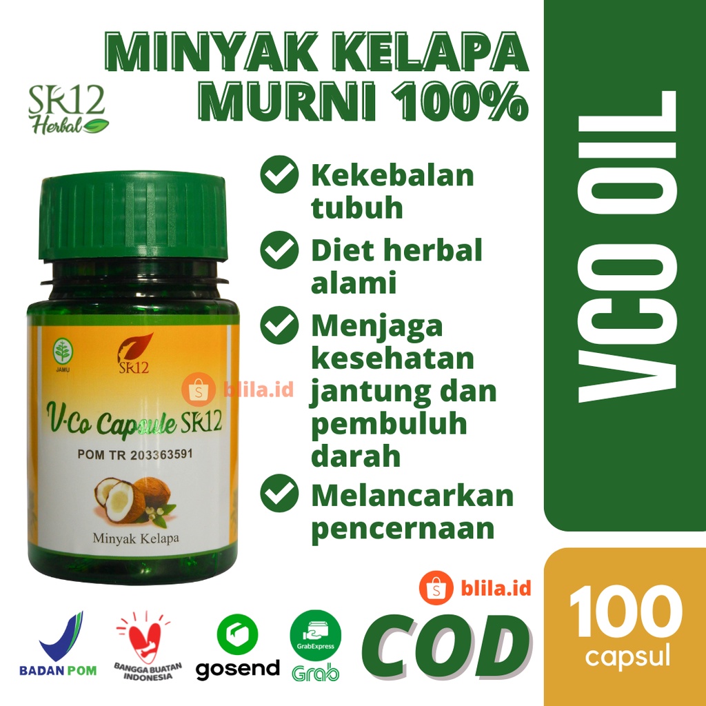 VCO Kapsul SR12 VICO CAPSULE 100 Virgin Coconut Oil MINYAK KELAPA MURNI PREMIUM ASLI BPOM AMAN BLILA