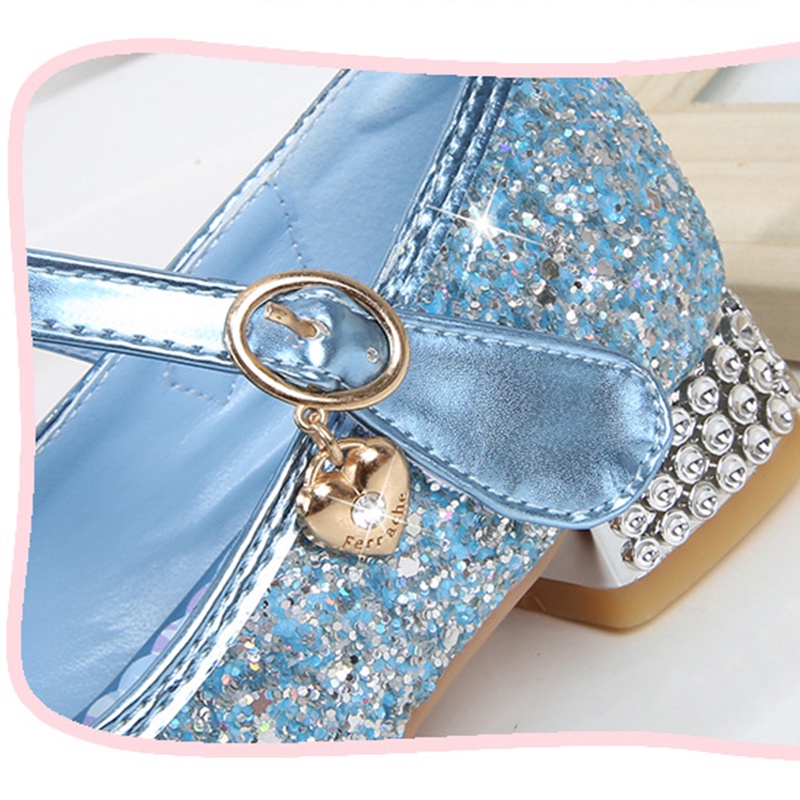 Terbaru Frozen Angel Girls Pesta Pernikahan Sepatu Hak Tinggi + Kotak Sepatu MEWAH INDAH sepatu anak perempuan