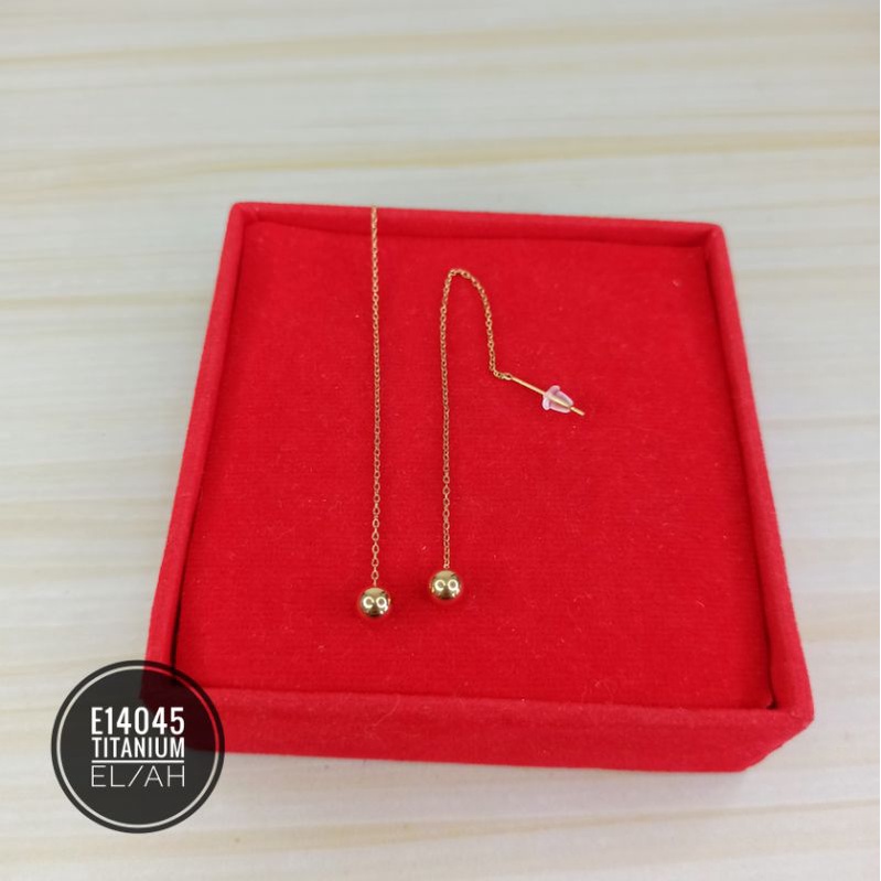 Anting Titanium Stud Jurai Bola Gold E14045