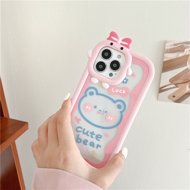 Casing Silikon iPhone 14 13 12 11 Pro Max X Xr Xs Max 7 8 6 6s Plus Motif Strawberry Beruang Monster