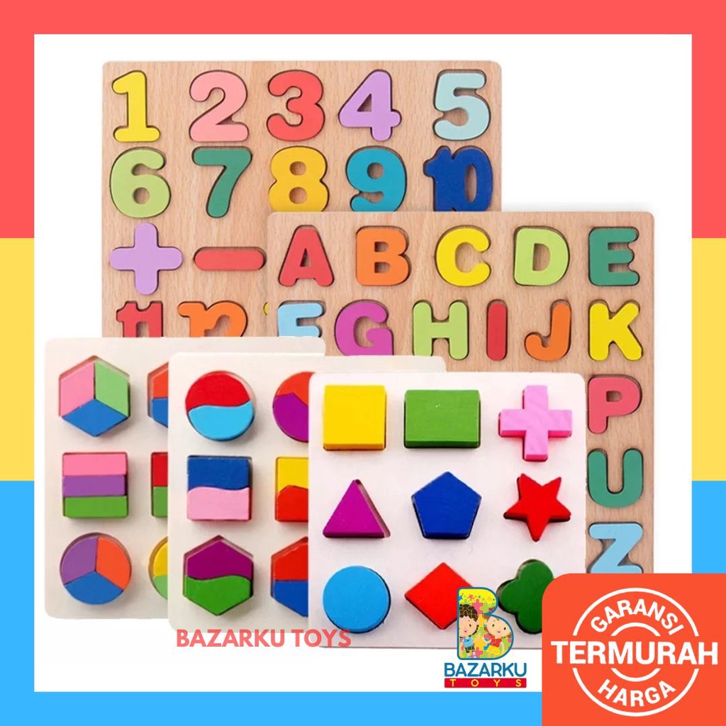 Puzzle Murah ABC Puzzle Number Puzzle Hijaiyah Chunky Puzzle Anak Puzzle Kayu Jigsaw Puzzle 3D Wooden Toys Mainan Kayu 230-49